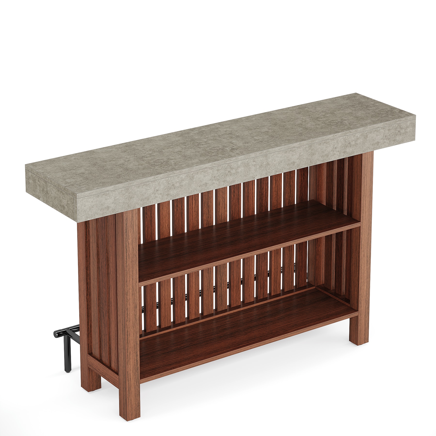 Home Bar Unit, Modern 2-Tier Bar Table With Footrest_voghion.com